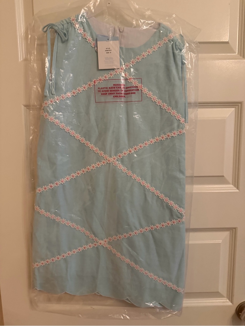 bella bliss Light Blue dress with Pink & White Daisy Trim